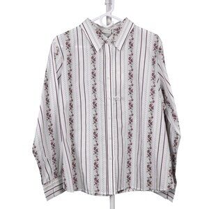 White Stag VTG Button Up Shirt XL 16 18 Womens NEW Striped Floral Easy Care